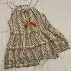 HOLIDAY Boho Festival Striped Embroidered Tank Top | Natural Fibers